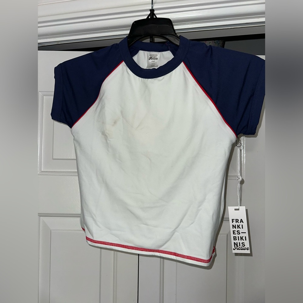 Frankie's Bikinis Blue and White Tee